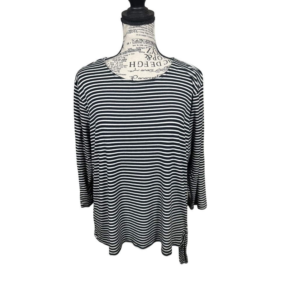 Cathy Daniels Black & White Striped Long Sleeve Tee